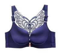 SCOCCA Femmes Grande Taille sans Armature Push Up Soutien-Gorge sans Couture Fermeture Avant Dentelle Papillon Beauté Dos Soutien-Gorge Quotidien Soutien Élevé