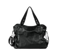 SCOFY FASHION Sac fourre-tout en cuir synthétique souple avec poignée sur le dessus pour femme, sac à bandoulière pour le travail, le shopping, les loisirs, Noir , One Size