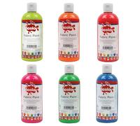 Scola 6 X 300ml Fluorescent Fluo Couleurs Assorties Textile Tissu Peinture Set