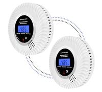 Scondaor Détecteur de Fumée et de Monoxyde de Carbone interconnecté sans Fil, Détecteurs de Fumée pré-connectés avec Batterie 10 Ans, Alarme pour Fumée et CO avec écran LCD, Lot de 2