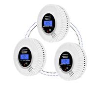 Scondaor Détecteur de Fumée et de Monoxyde de Carbone interconnecté sans Fil, Détecteurs de Fumée pré-connectés avec Batterie 10 Ans, Alarme pour Fumée et CO avec écran LCD, Lot de 3