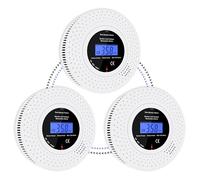 Scondaor Détecteur de Fumée et de Monoxyde de Carbone Interconnecté sans Fil, Pile AA Remplaçable Incluse, Alarme avec Écran LCD, Lot de 3