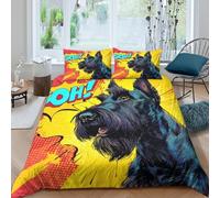 Scooby doo Cartoon Linge de Lit Microfibre résistante 3 pièces 3D Effet Confortable Pop Art Style de Chien Parure de Lit avec Fermeture Éclair Douce for Chambre Enfants Double（200x200cm）