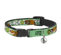 Scooby Doo Collier pour chat avec clochette, Pose de Sneaking Scooby Doo et yeux monstres verts, 21,6 à 30,5 cm de large