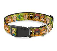 Scooby Doo Collier pour chien avec boucle en plastique Motif personnages Scooby Doo gros plan Vert 21,6 à 30,5 cm Largeur 1,3 cm