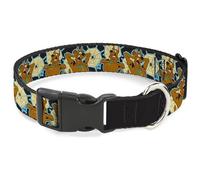 Scooby Doo Collier pour chien avec boucle en plastique Motif toile d'araignée effrayée Noir 33 à 43 cm Largeur 3,8 cm