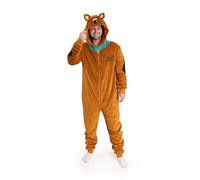 Scooby-Doo! Grenouillère Unisexe Marron à Motif Personnage | Tenue d'intérieur Douillette en Polaire zippée avec Inscription, où ES-tu » | Pyjama à Capuche et Manches Longues