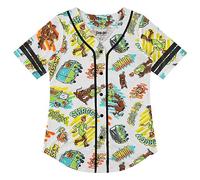 Scooby-Doo Maillot de baseball pour femme - Maillot de baseball boutonné en maille de dessin animé - Scooby, Shaggy, Daphne, Velma Jersey, blanc/noir, Taille M