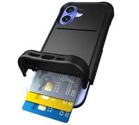 Scooch® Coque pour iPhone 16 avec Porte-Cartes - Étui Portefeuille Wingmate avec Fente cachée et Protection RFID pour jusqu'à 4 Cartes, Protection Contre Les Chutes de 3 m, Noir