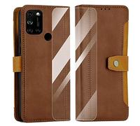 scool Coque pour Wiko View 5 Plus/View 5 Film Haute définition Gratuit, étuis à Rabat Protecteur, Housse de Protection, Fermeture magnétique puissante avec Fentes pour Carte et la béquille - Marron