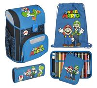 Scooli - EasyStart set de cartable scolaire - cartable scolaire ergonomique pour l’école primaire - set de plusieurs pièces - Super Mario