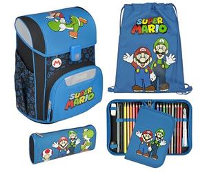 Scooli - EasyStart set de cartable scolaire - cartable scolaire ergonomique pour l’école primaire - set de plusieurs pièces - Super Mario