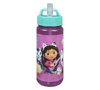 Scooli Gabby's Dollhouse Drinking Bottle for Children with Motif Plastic Water Bottle BPA Free Approximately 500 ml Capacity Integrated Straw Ideal for School