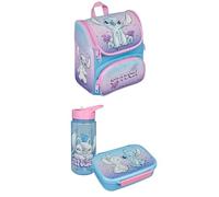 Scooli Stitch - Cartable Préscolaire + Set Goûter avec Boîte et Bouteille