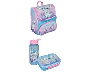 Scooli Stitch - Cartable Préscolaire + Set Goûter avec Boîte et Bouteille