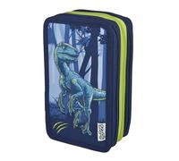 Scooli Tripledecker Jurassic World - Trousse Scolaire 3 Compartiments garnie, avec Crayons et Accessoires de qualité, idéale pour l’école, Les Loisirs et Les déplacements, dès 6 Ans
