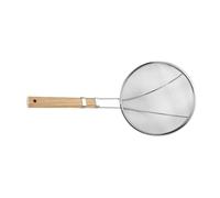 Scoop de friteuse - Écumoire en maille en acier inoxydable avec poignée en bois, cuillère d'obstacles à huile fine | Outil de cuisson professionnelle de la cuisine, déploiement de la mousse gras