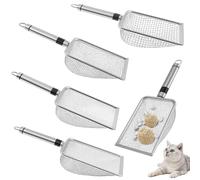 Scoop de litière de Chats 5pcs, cuillère à litière en Acier Inoxydable avec poignée 2/2, 8/3, 8/4, 3/5 mm Tamis Compost avec Anneau Suspendu pour Les propriétaires Chats #