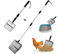 Scooper de Caca de Poulet, Scoop litière en métal réglable et détachable avec Pelle à ordures à Longue Manche, utilisée pour Les Accessoires poulailler
