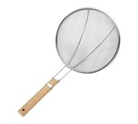 Scoopta friteuse - manche en bois de bois en maille d'acier inoxydable, cuillère de cuisine professionnelle qui élimine la graisse | Sauce, mousse, résidus d'huile, idéal pour f