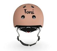Scoot and Ride Casque XXS Mocha - léger & réglable avec lumière de sécurité LED - pour Enfants 1-5 Ans - personnalisé avec prénom