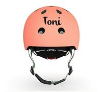 Scoot and Ride Casque XXS Peach - léger & réglable avec lumière de sécurité LED - pour Enfants 1-5 Ans - personnalisé avec prénom
