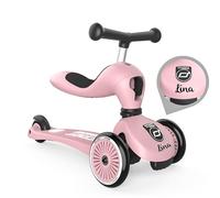 Scoot and Ride Highwaykick 1 Rose - 2-en-1 avec siège & réglable en Hauteur - pour Enfants 1-5 Ans - personnalisé avec prénom