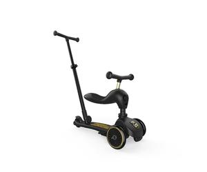 Scoot & Ride Highwaykick 1 Push and Go Trottinette 2 en 1 Enfant avec siège et guidon à partir de 1 à 2 ans, hauteur réglable, sans outil, noir et doré (édition limitée)