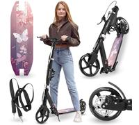 Scooter à deux roues pour jeunes adultes - avec amortisseur - HyperMotion Skyline - rose, aluminium - 100 kg