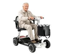 Scooter De Mobilité Pliable Léger,avec Une Autonomie De 20 Kilomètres | Batterie amovible,éclairage LED,panier,capacité de 120 kg (265 lb),largeur réglable,port USB,crochet, pare-chocs arrière