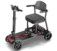 Scooter de mobilité ultra-compact à double batterie pour seniors et adultes, TopMate scooter électrique pliable 4 roues léger approuvé pour voyage en avion, sans montage tout terrain - Noir Rouge
