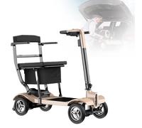 Scooter De Voyage, Scooter De Mobilité Sportive, Design Confortable Et Pliable, avec Phare LED Et Autonomie De 20 Km, Idéal pour Les Personnes Âgées Et Les Personnes Handicapées. Gold,10A