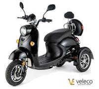 Scooter électrique 3 roues pour PMR personnes à mobilité réduite et sénior Veleco ZT63 homologué route noir pneus pleins noir G