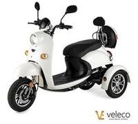 Scooter électrique 3 roues pour PMR personnes à mobilité réduite et sénior Veleco ZT63 homologué route blanc noir G