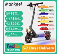 Scooter électrique 800W 15AH, pneus tout-terrain de 10 pouces, vitesse maximale de 45 km/h, autonomie de 30 à 40 km, double amortisseur, pliable, EScooter MX-14
