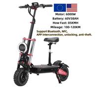 Scooter électrique Boyueda pliable rapide, 60V, 38ah, 6000W, double moteur, pneus larges de 11 pouces, EU