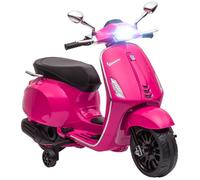 Scooter électrique enfant Vespa 6V - musiques, feu AV, entrée USB, radio FM - 2 roues support aux. - rose