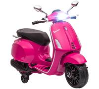 Scooter électrique enfant AIYAPLAY Vespa 6 V dim. 107L x 47l x 73H cm Musique MP3 Port USB Phare 2 roulettes, pour 3-6 ans, Rose