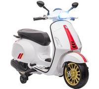 Scooter électrique enfant Vespa 6V - musiques, feu AV, entrée USB, radio FM - 2 roues support aux. - blanc G