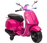 Scooter électrique enfant Vespa 6V - musiques, feu AV, entrée USB, radio FM - 2 roues support aux. - rose G