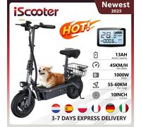 Trottinette électrique iScooter F3 avec siège, 1000 W, 48 V, 13 Ah, 10 pouces, trottinette de transport avec panier