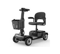 Scooter électrique senior 250W, batterie 20,8Ah, 42km, siège pivotant, LED, pneus pleins, noir