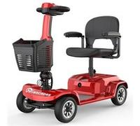 Scooter électrique senior 250W, batterie 20,8Ah, 42km, siège pivotant, LED, pneus pleins, rouge