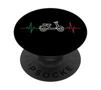 Scooter Italie Drapeau Rythme cardiaque PopSockets PopGrip Adhésif