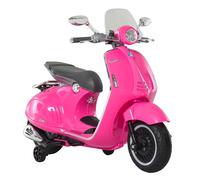 Scooter Moto Électrique Enfant Vespa 6v 30w 2 Roulettes Auxiliaires Effets Sonores Lumineux Rose