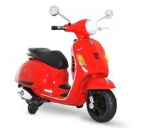 Vespa scooter moto électrique enfants 6 V dim. 102L x 51l x 76H cm musique MP3 port USB klaxon phare feu AR rouge