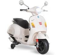 Scooter moto électrique enfants 6 V dim. 102L x 51l x 76H cm musique MP3 port USB klaxon phare feu AR blanc Vespa Blanc G