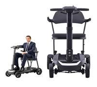 Scooter Pliable De Mobilité À 4 Roues, Scooter De Mobilité, Design Confortable Et Pliable, Portée De 20 Km, Dispositif De Fauteuil Roulant Électrique À 4 Roues Avec Phare LED, Chargeur Et Panier
