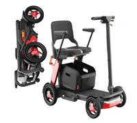 Scooter Pliable De Mobilité,Scooter De Mobilité Sportive,Scooters pour Seniors,Cadre en Alliage D'aluminium,Siège Confortable,avec Chargeur Et Panier,Idéal pour Les Personnes Âgées Red,20a