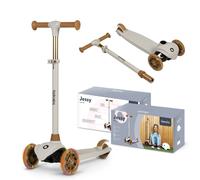 LIONELO Jessy Trottinette d'équilibre pour Enfants de 3 Ans à 50 kg, Trottinette Trois Roues Légère avec Réglage en Hauteur, Roues LED, Plateforme Antidérapante, Hauteur Scooter (Brown)